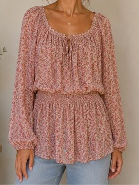Heyson Floral Smocked Waist‎ Boho Peasant Blouse | Size Small | NWOT